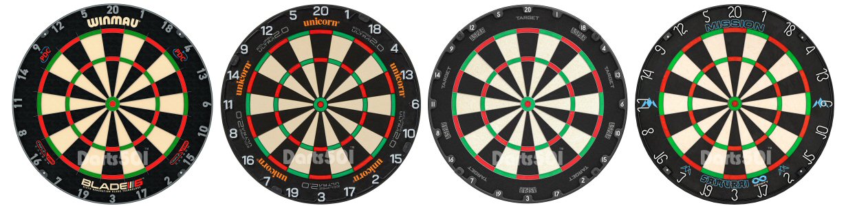 Winmau Blade 6 Triple Core Carbon, Unicorn Eclipse Ultra 2.0, Target Vspar, Mission Samaurai Infinity Blade Dartboards
