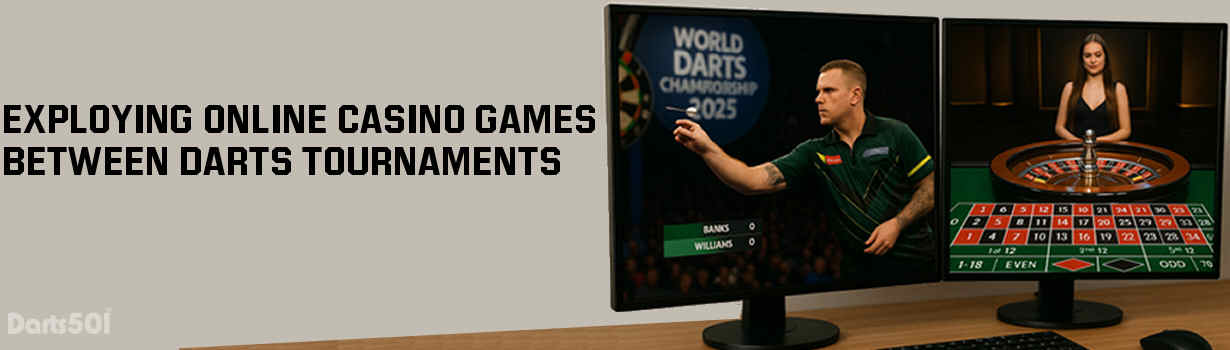 A desktop showing a darts match stream on one screen and a roulette game on another, illustrating multitasking entertainment.