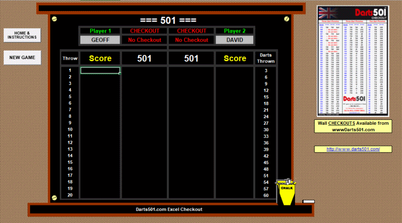 Darts501 Excel Leg Scorer